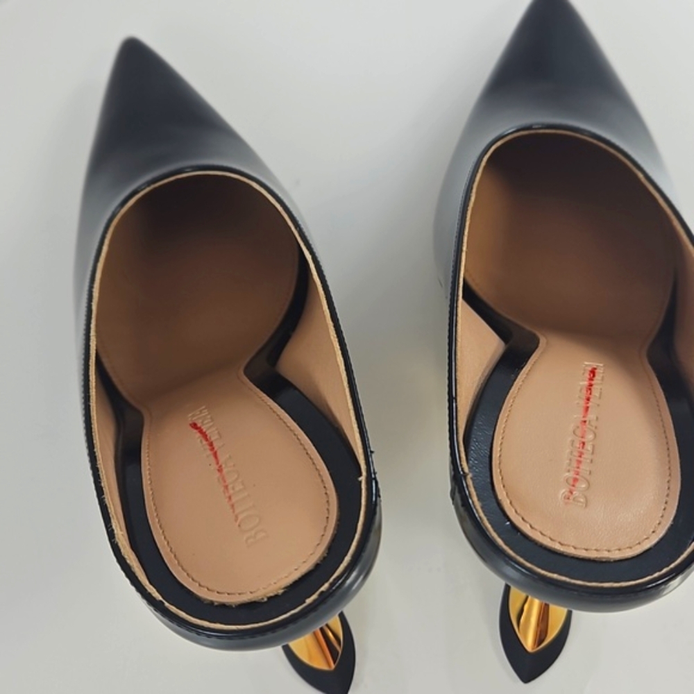 NEW! Bottega Veneta Black and Gold Rocket Heel Mules Size 7 - Picture 12 of 16